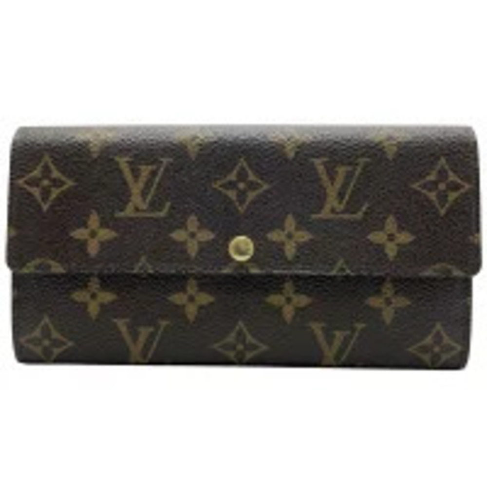 LOUIS VUITTON Portefeuille Sarah Monogram Canvas Bi fold Long Wallet Brown